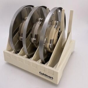 (4) Cuisinart DLC-8 & 10 Food Processor Parts‎ Discs & 7 Slot Storage Organizer